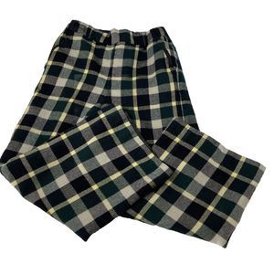 Blue Label Crestbridge Pants Sz 36 Black Tan Plaid Wool Elastic Waist Lined